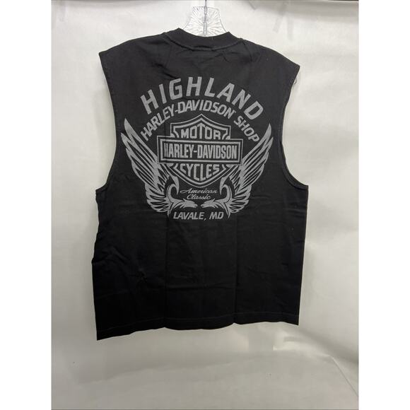 Vintage Harley Davidson Sleeveless T-Shirt Mens L Black Motorcycle Y2K - Picture 6 of 9